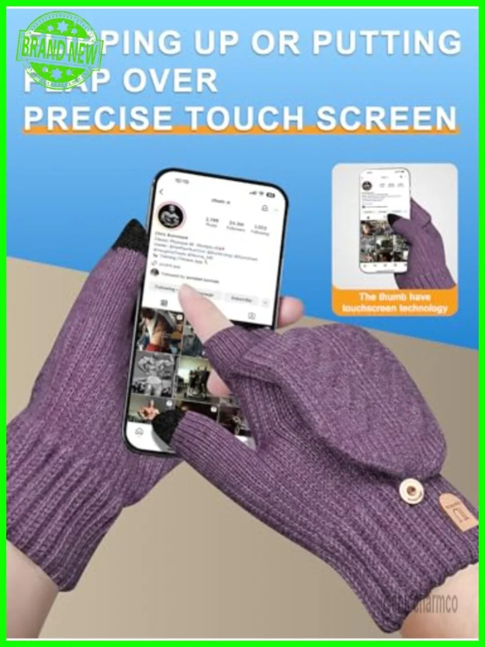 Fingerless Gloves Thermal Mittens Touch Screen Knit Half Finger for Running Dog